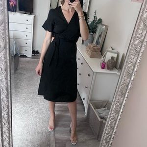Black Midi Wrap Dress